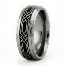 Tungsten Carbide Ring w/ Black Inlay Design